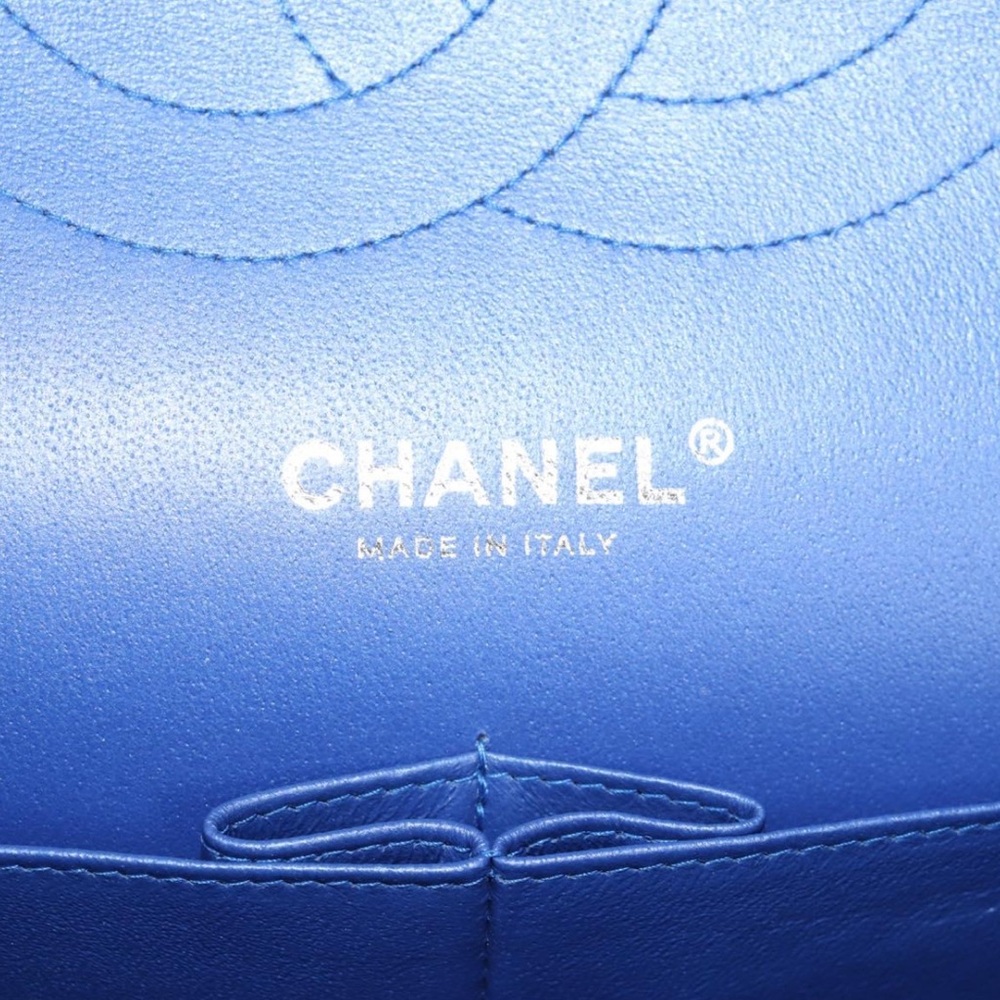 CHANEL Jumbo Double flap Matelasse Chain Bag Patent Leather 2way Blue Silver - Picture 11 of 16